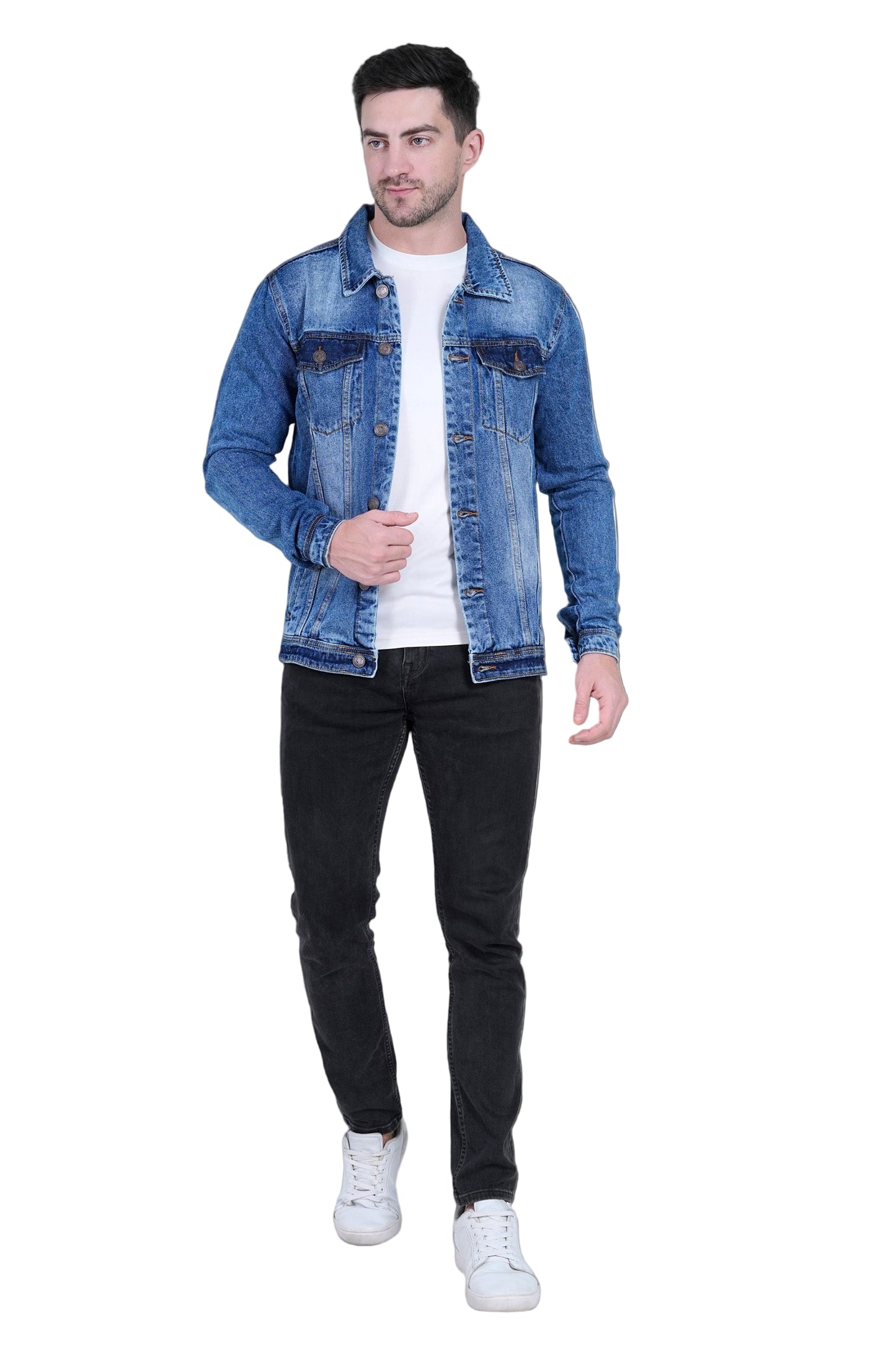 Men’s Classic Blue Denim Jacket – Casual Stylish Slim Fit Outerwear