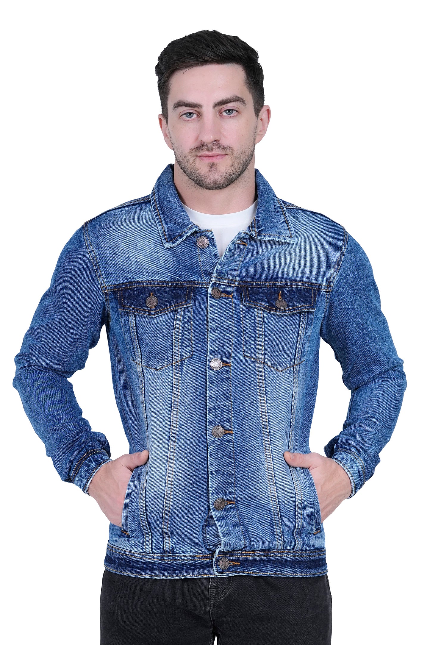 Men’s Classic Blue Denim Jacket – Casual Stylish Slim Fit Outerwear