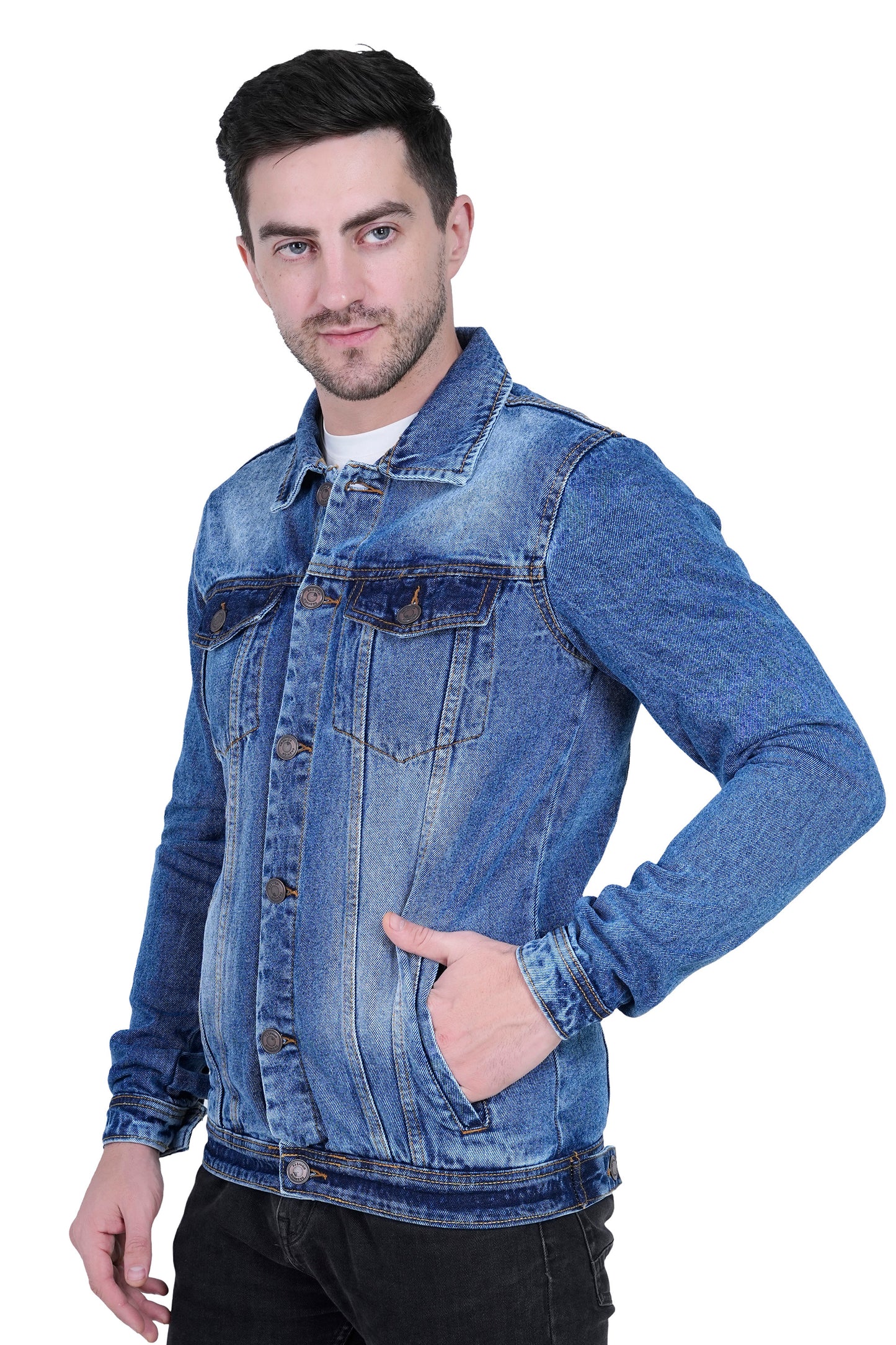 Men’s Classic Blue Denim Jacket – Casual Stylish Slim Fit Outerwear