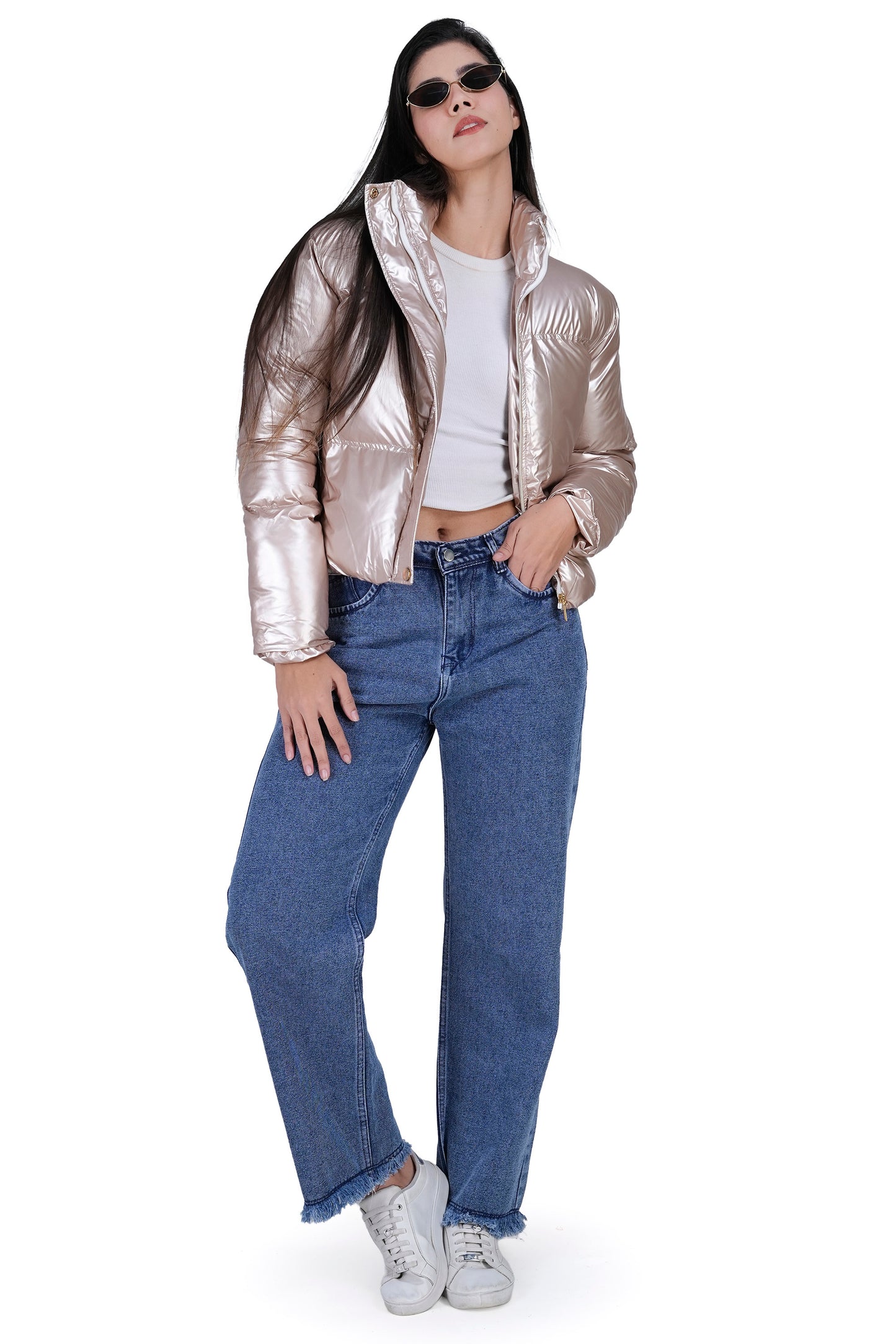 Women’s Metallic Puffer Jacket – Stylish Warm Winter Wear