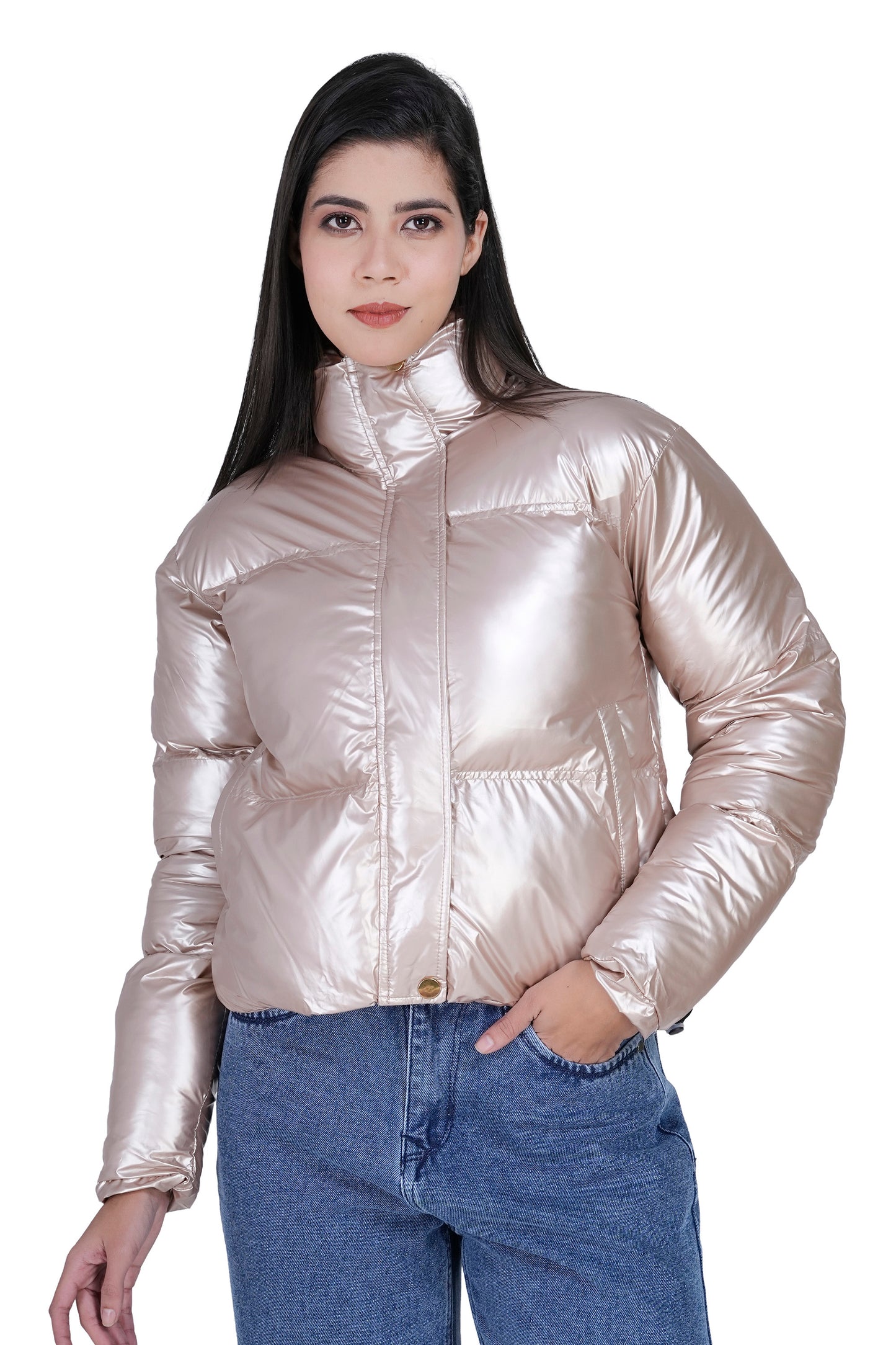 Women’s Metallic Puffer Jacket – Stylish Warm Winter Wear