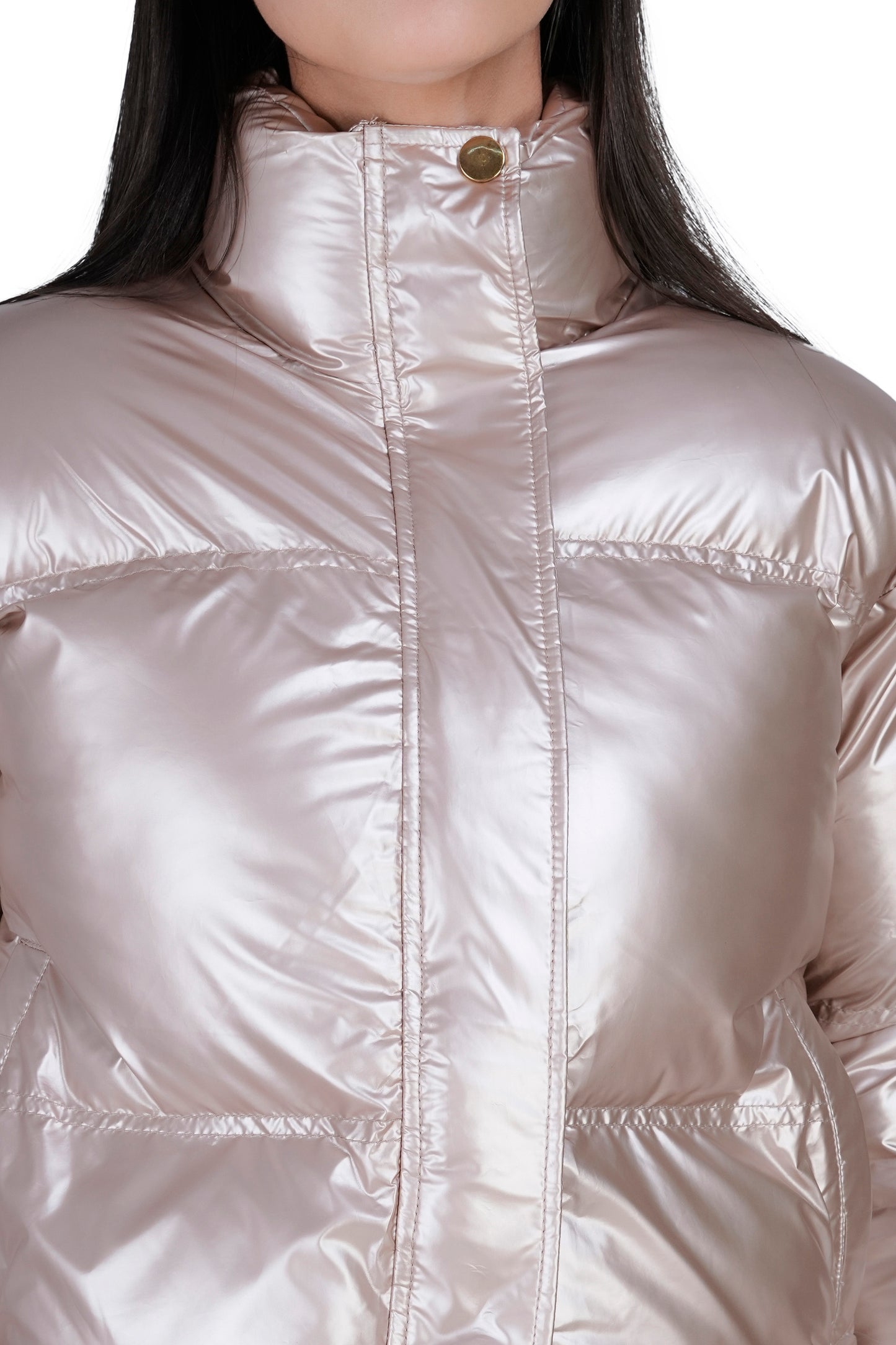 Women’s Metallic Puffer Jacket – Stylish Warm Winter Wear