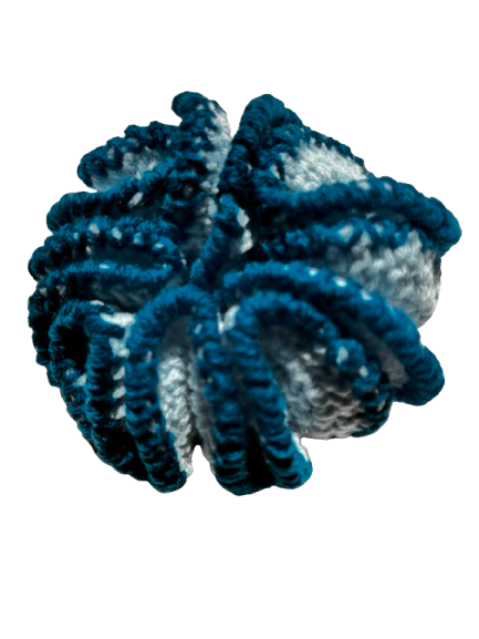 Elegant Dual-Tone Crochet Scrunchies – Handcrafted Yarn Hair Ties (Set of 4)