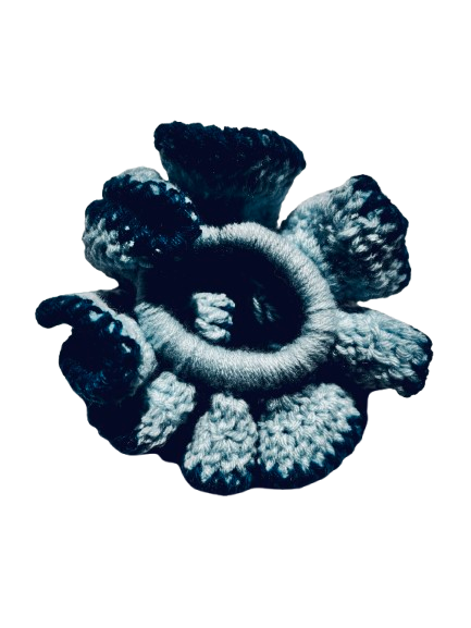 Elegant Dual-Tone Crochet Scrunchies – Handcrafted Yarn Hair Ties (Set of 4)