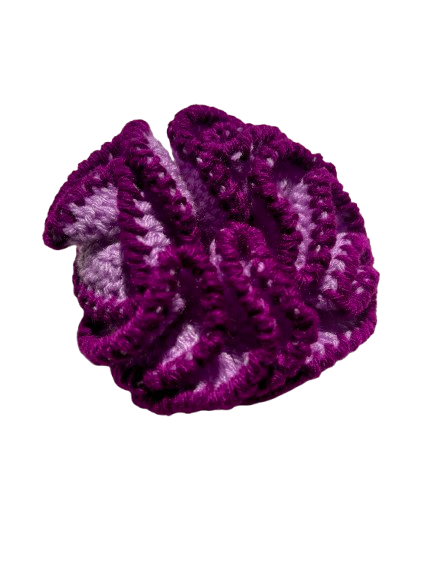 Elegant Dual-Tone Crochet Scrunchies – Handcrafted Yarn Hair Ties (Set of 4)