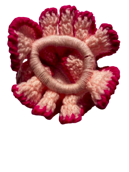 Elegant Dual-Tone Crochet Scrunchies – Handcrafted Yarn Hair Ties (Set of 4)