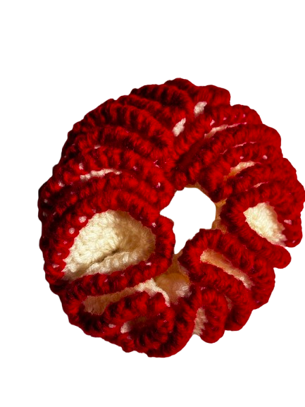 Elegant Dual-Tone Crochet Scrunchies – Handcrafted Yarn Hair Ties (Set of 4)