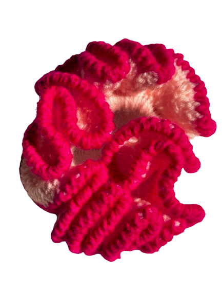 Elegant Dual-Tone Crochet Scrunchies – Handcrafted Yarn Hair Ties (Set of 4)