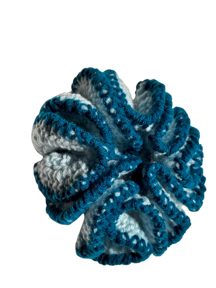 Elegant Dual-Tone Crochet Scrunchies – Handcrafted Yarn Hair Ties (Set of 4)